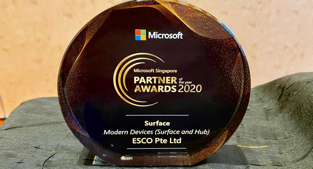 ESCO wins Microsoft Singapore Partner of the Year Award 2020 for Surface Modern Devices